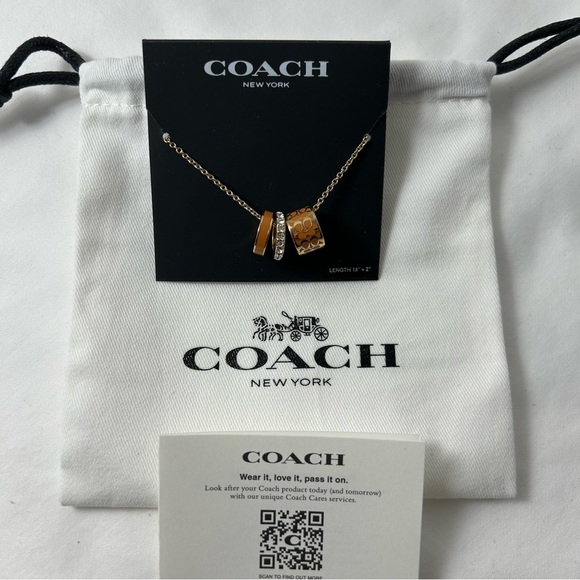Coach Signature  Rondell Enamel 3 Ring Necklace - Picture 1 of 6